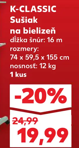 K-CLASSIC Sušiak na bielizeň závesný