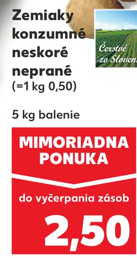 Zemiaky konzumné neskoré neprané