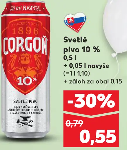 Corgoň 10% svetlé výčapné pivo plechovka