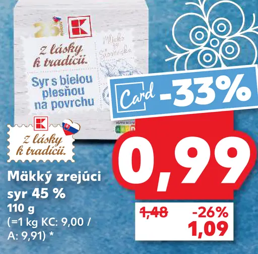 Mäkký zrejúci syr 45%