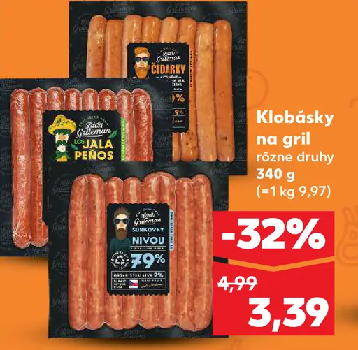 Klobásky na gril rôzne druhy