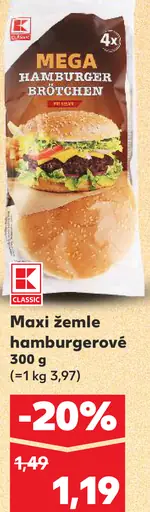 K-Classic Maxi Žemle Hamburgrové