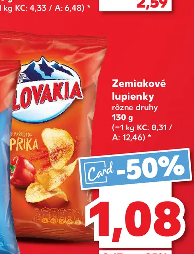 Zemiakové lupienky rôzne druhy