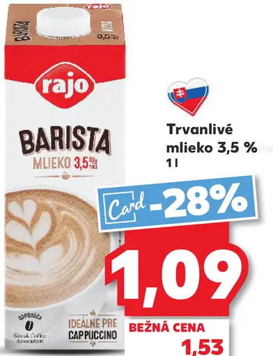 Rajo Barista mlieko 3,5%