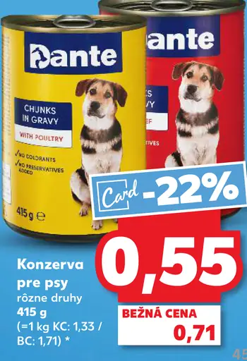 Dante Konzerva pre psy