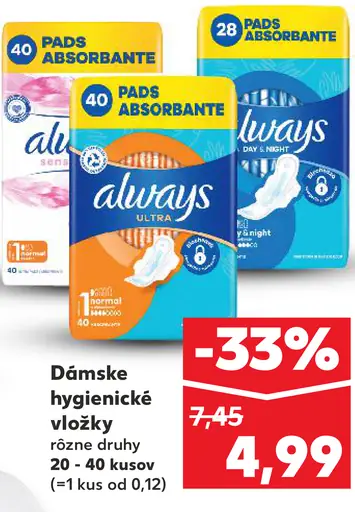 Always Dámske hygienické vložky