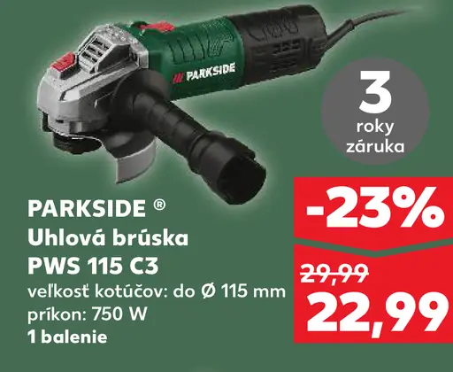 Parkside Uhlová brúska PWS 115 C3