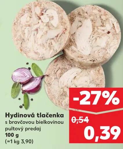 Hydinová tlačenka s bravčovou bielkovinou pultový predaj