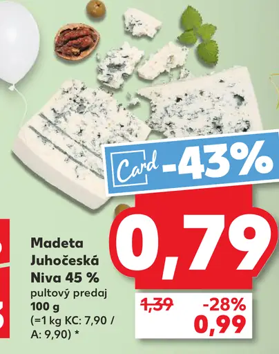 Madeta Juhočeská Niva 45 % pultový predaj
