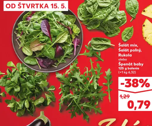 Šalát poľný, Špenát baby, Rukola alebo Šalát mix