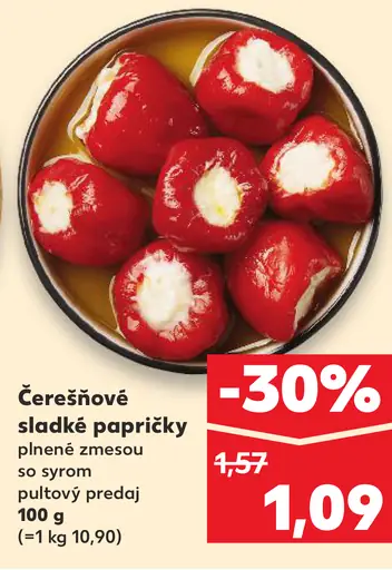 Čerešňové sladké papriky plnené zmesou so syrom
