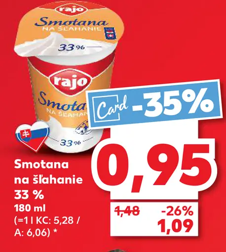 Rajo Smotana na šľahanie 33%