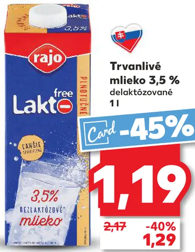 Rajo Lacto Free Trvanlivé mlieko 3,5 %