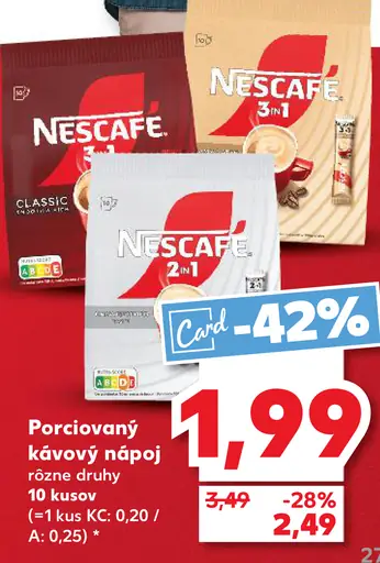 Nescafé Porciovaný kávový nápoj