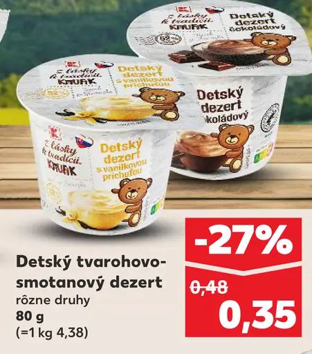 Detský tvarohovo-smotanový dezert