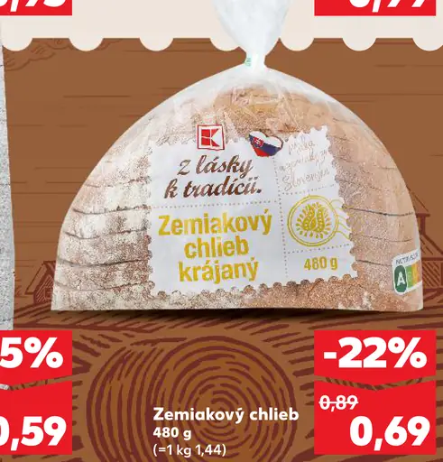 Zemiakový chlieb krájaný