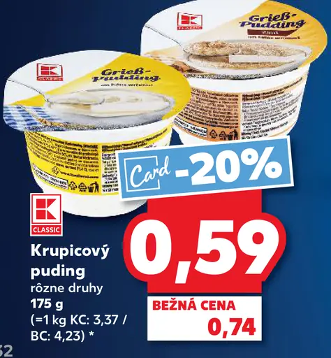 K-Classic Krupicový puding rôzne druhy