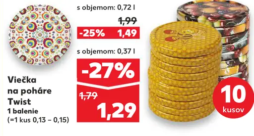 Viečka na poháre Twist alebo Omnia