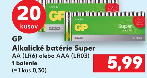GP Alkalické batérie Super AA alebo AAA