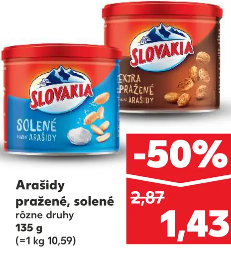 Slovakia Arašidy pražené solené