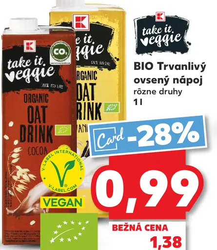 K-Classic take it veggie BIO Trvanlivý ovsený nápoj