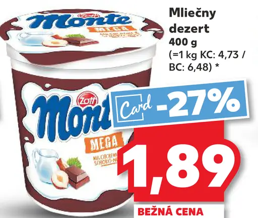 Zott Monte Maxi mliečny dezert