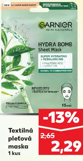 Garnier Hydra Bomb textilná pleťová maska