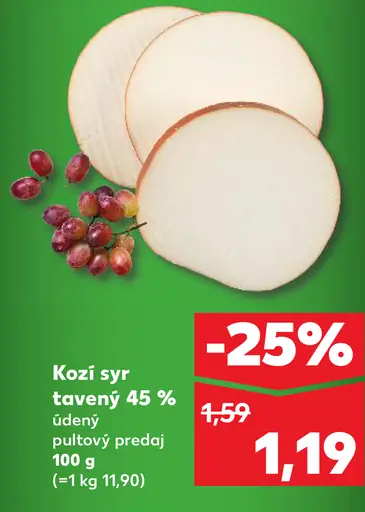 Kozí syr tavený 45% údený