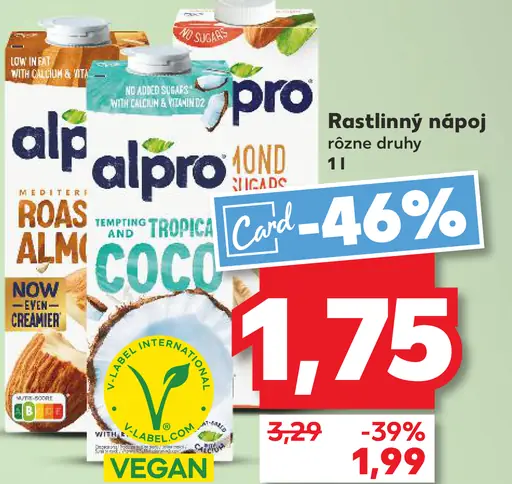 Rastlinný nápoj rôzne druhy