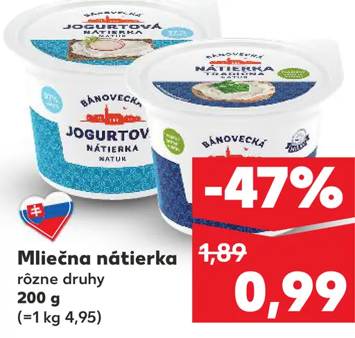 Mliečna nátierka rôzne druhy