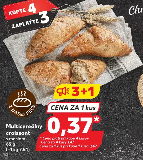Multicereálny croissant s maslom