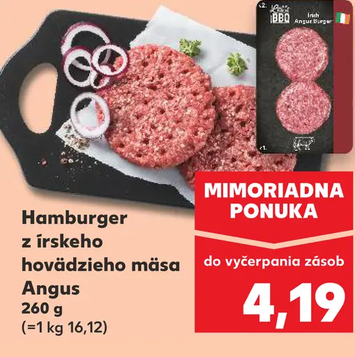 Hamburger z írskeho hovädzieho mäsa Angus