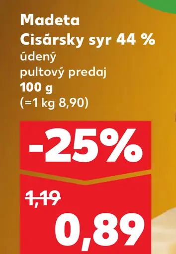 Madeta Cisársky syr 44% údený