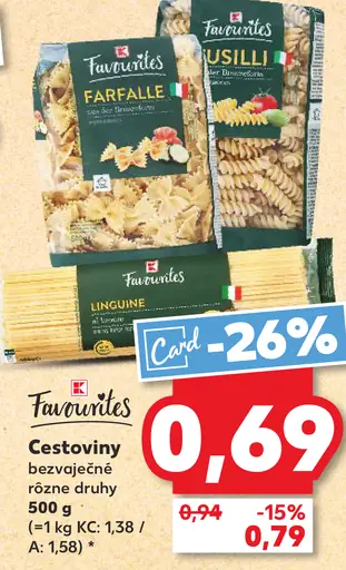 Favorit bezvaječné cestoviny Farfalle Linguine