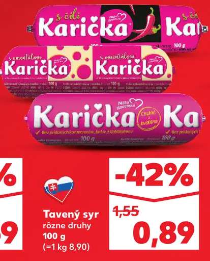 Karička Tavený syr rôzne druhy