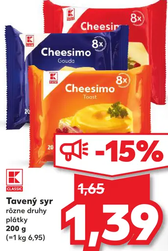K-Classic Tavený syr plátky