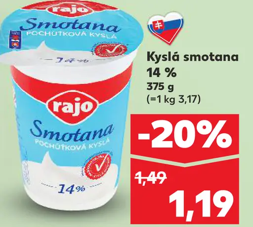 Rajo Kyslá smotana 14%