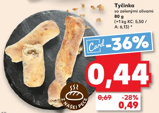 Tyčinka so zelenými olivami
