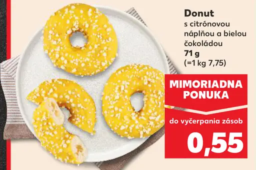 Donut s citrónovou náplňou a bielou čokoládou