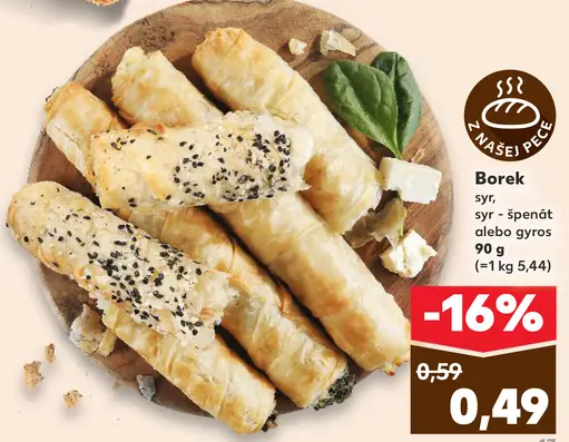 Borek syr, špenát alebo gyros