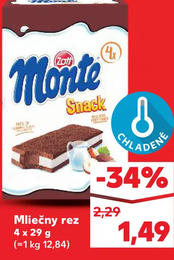 Monte Snack Miliečný rez