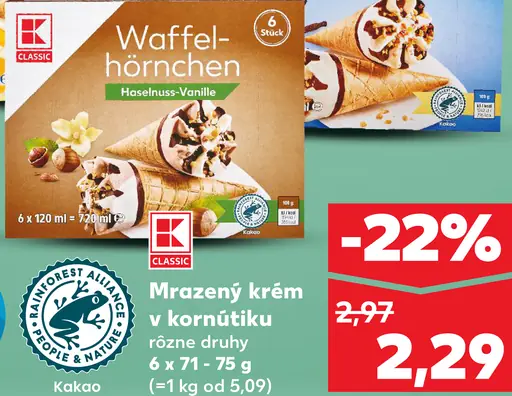 K Classic Mrazený krém v kornútiku
