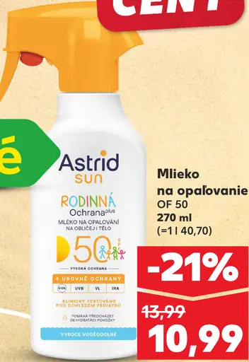 Astrid Sun Rodinná Ochrana Mlieko na opaľovanie