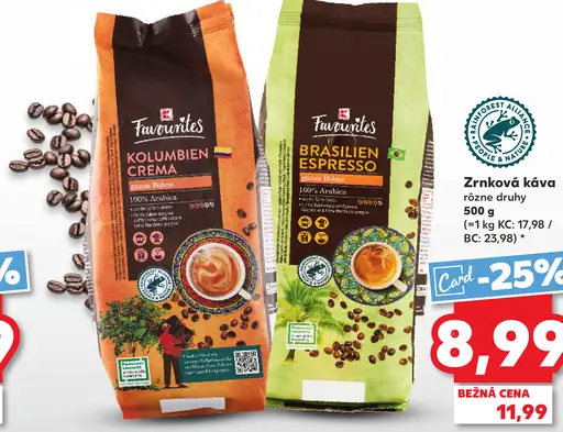 Favourites Kolumbien Crema zrnková káva