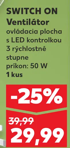 Switch On Ventilátor ovládacia plocha s LED kontrolkou