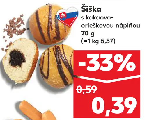 Šiška s kakaovo-orieškovou náplňou