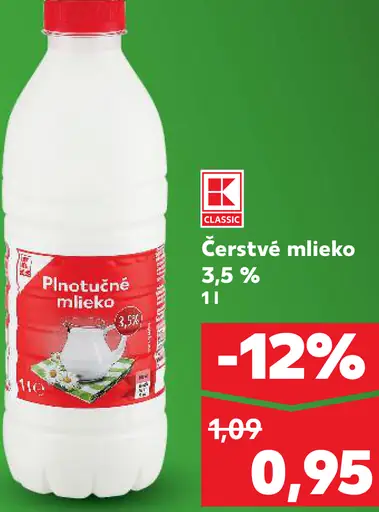 K-Classic Plnotučné mlieko 3,5%