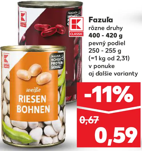 Fazuľa rôzne druhy