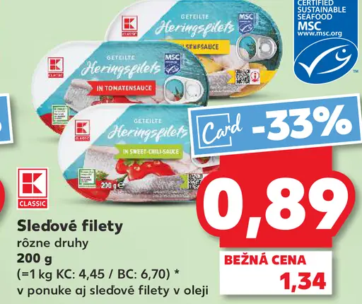 Sledové filety rôzne druhy