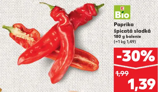 Bio Paprika špicatá sladká